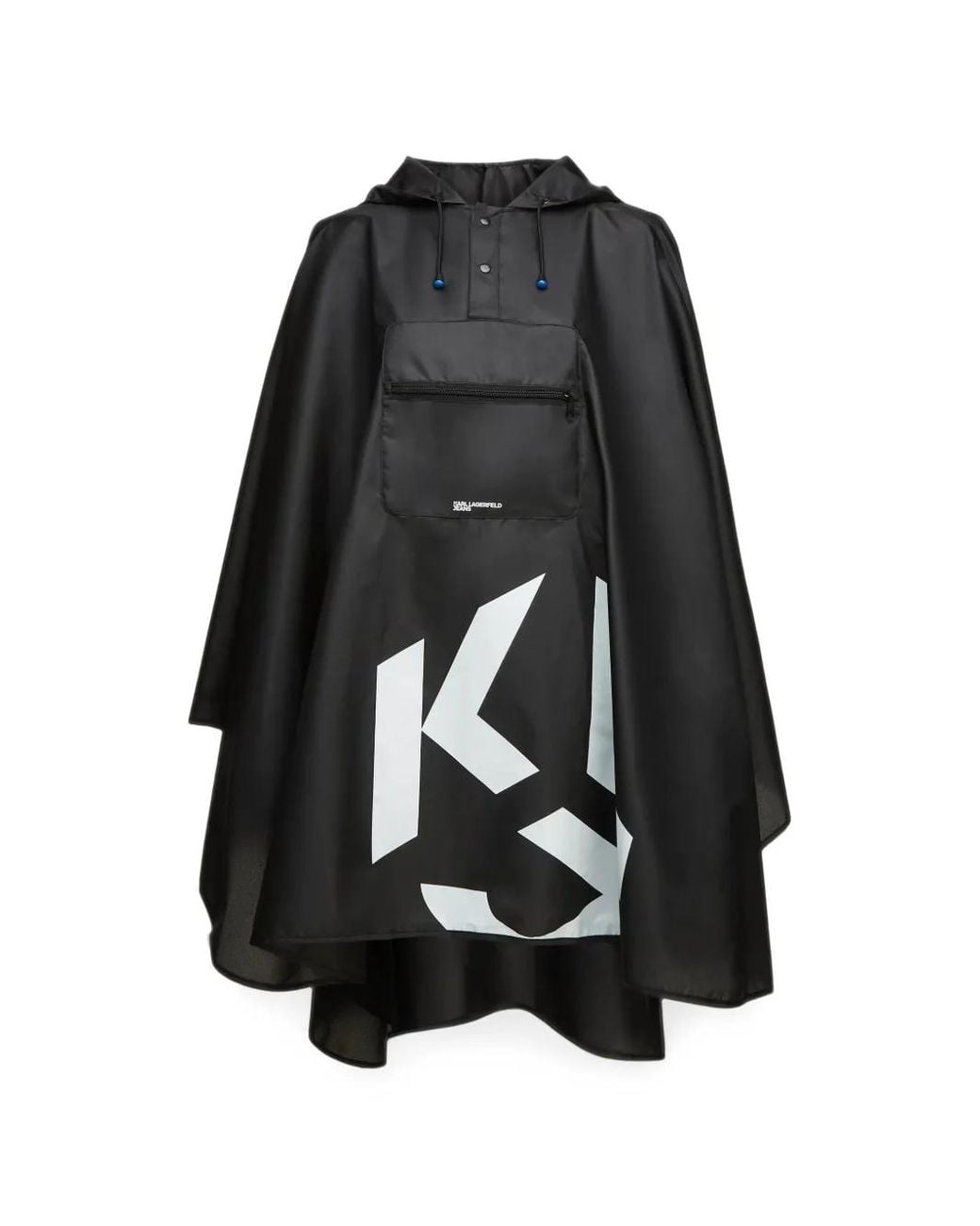 Karl Lagerfeld Black Logo-Print Packable Poncho
