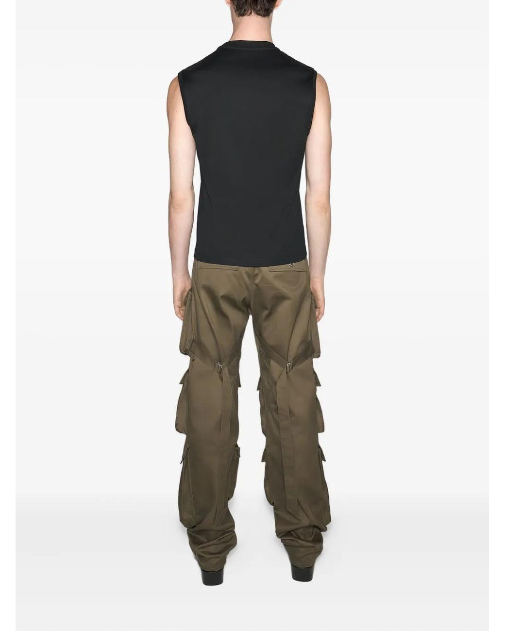 Mugler Green Layered-Pockets Trousers for men