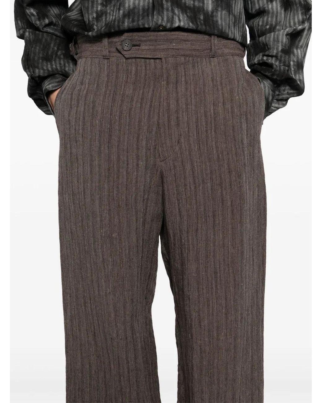CALMLENCE Gray No Pleated Wide-Leg Trousers for men