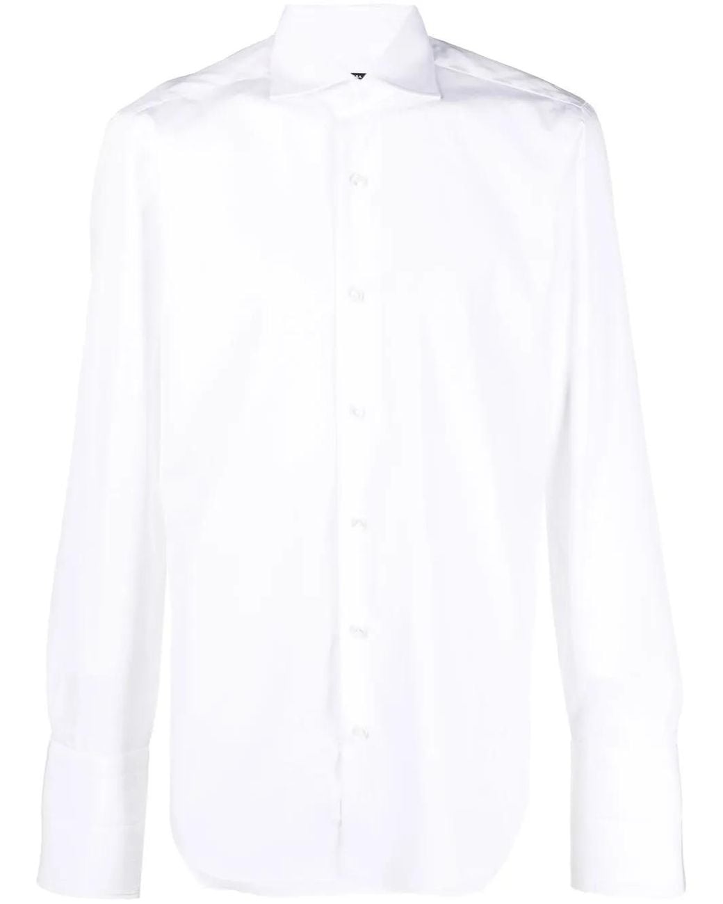 Barba Napoli White Cotton Long-Sleeved Shirt for men