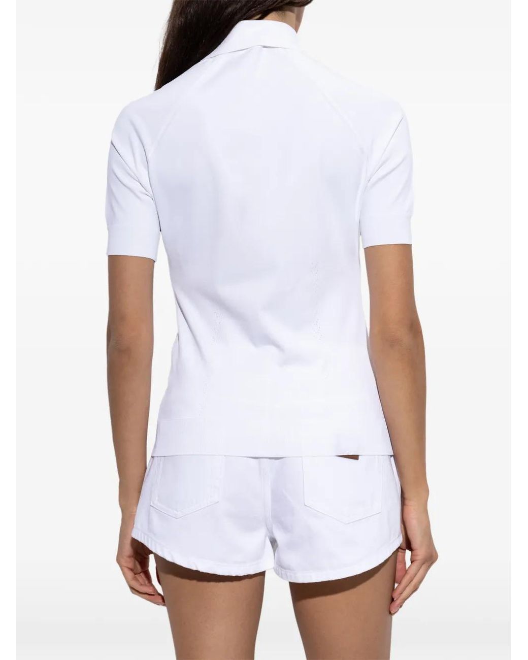Dolce & Gabbana White Crystal-Button Polo Shirt