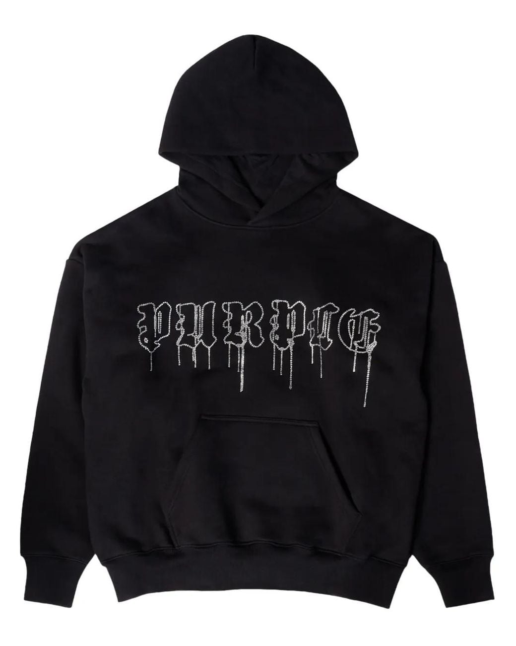 Purple Brand Black Crystal Gothic Drip Hoodie for men