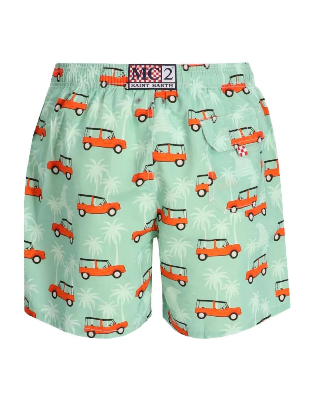 Mc2 Saint Barth Green Graphic-Print Swim Shorts for men