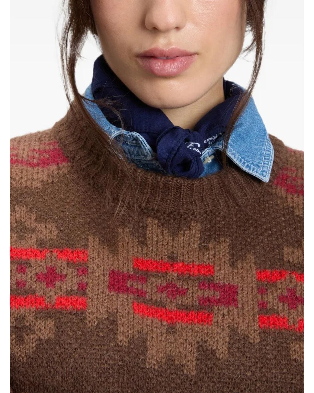 Woolrich Brown Fair Isle Crew-Neck Sweater
