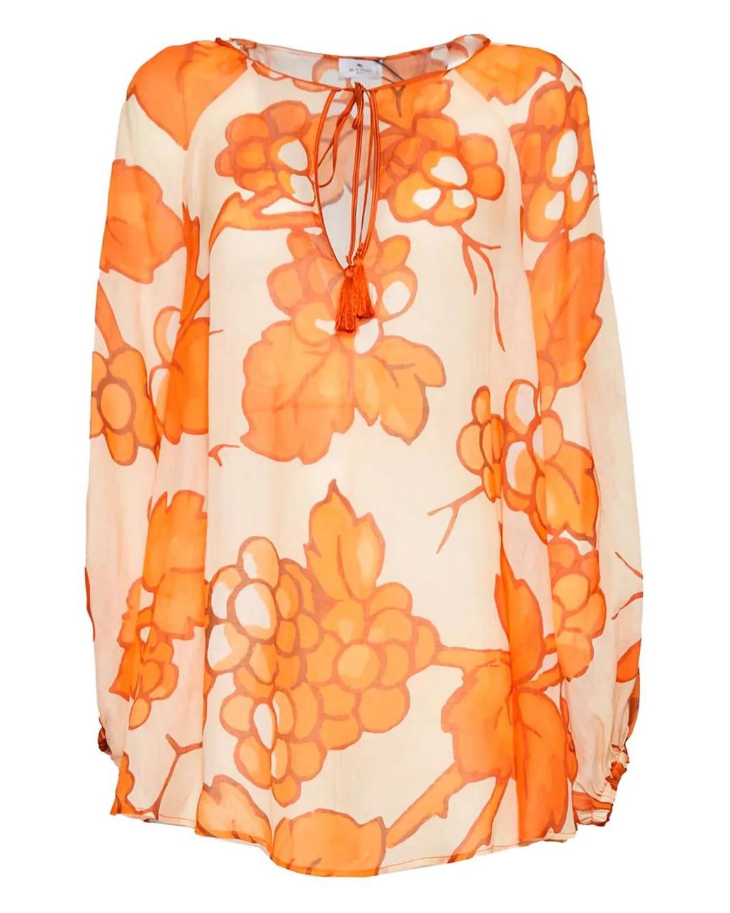Etro Orange Blouse À Fleurs Imprimées