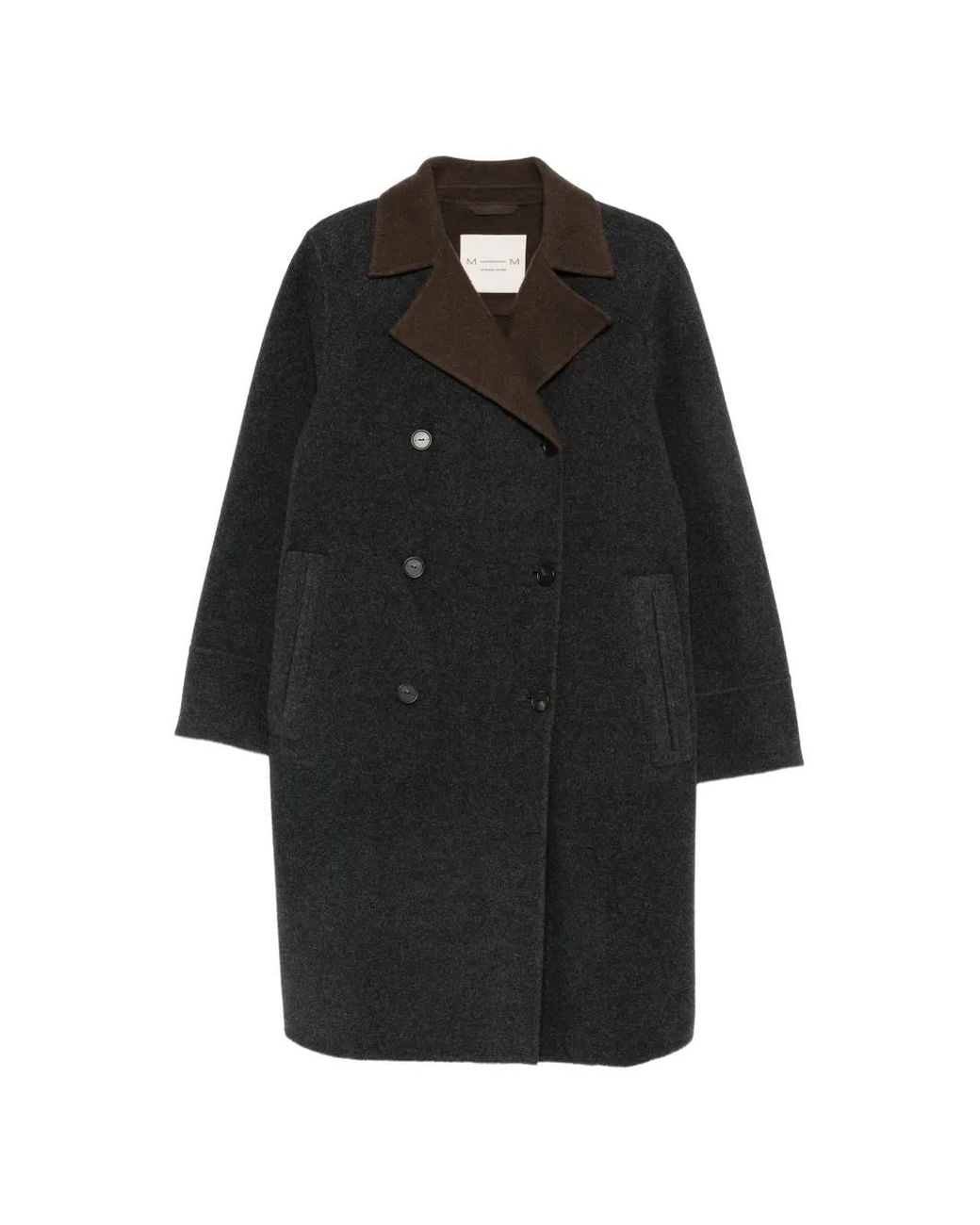 Max Mara Black Double-Breasted Notched-Lapels Coat