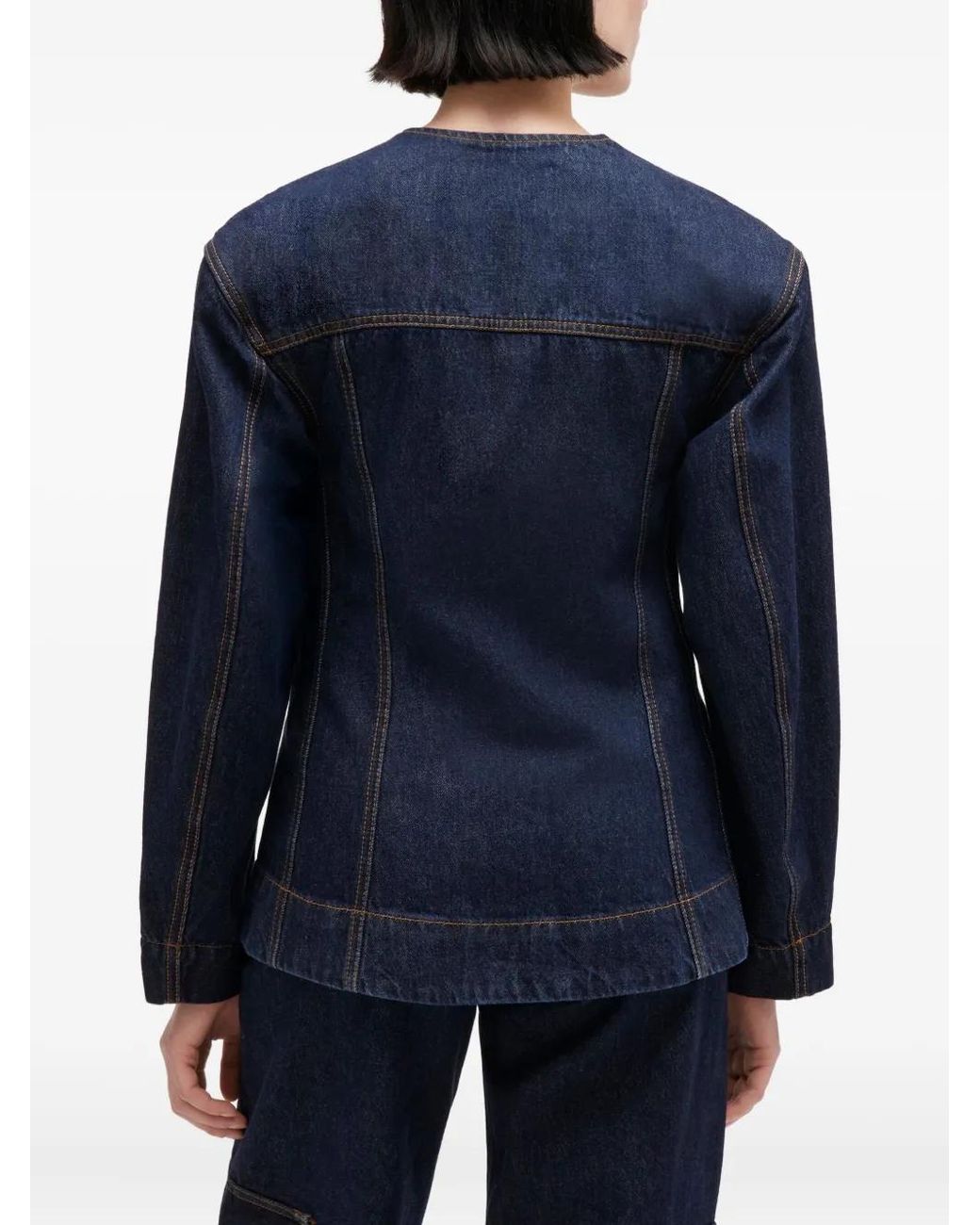 Ganni Blue Dark Rinse Denim Blazer