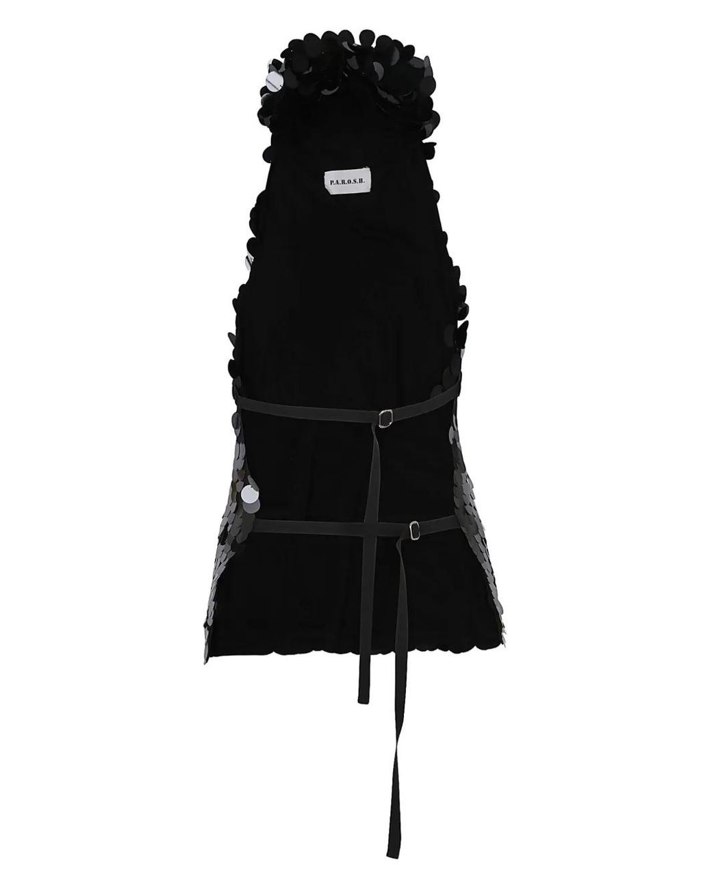 P.A.R.O.S.H. Black Full-Sequin Stretch Halter Neck Blouse