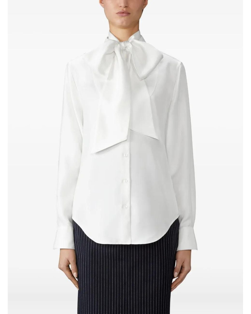Thom Browne White Detachable-Collar Bow Shirt