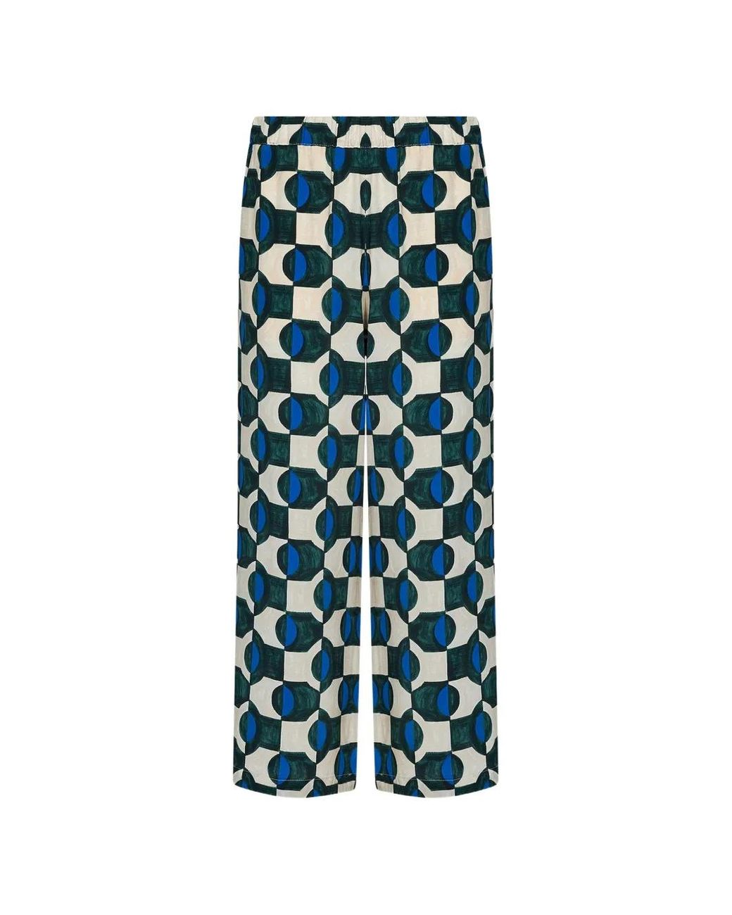 Weekend by Maxmara Blue Geometric-Print Palazzo Pants