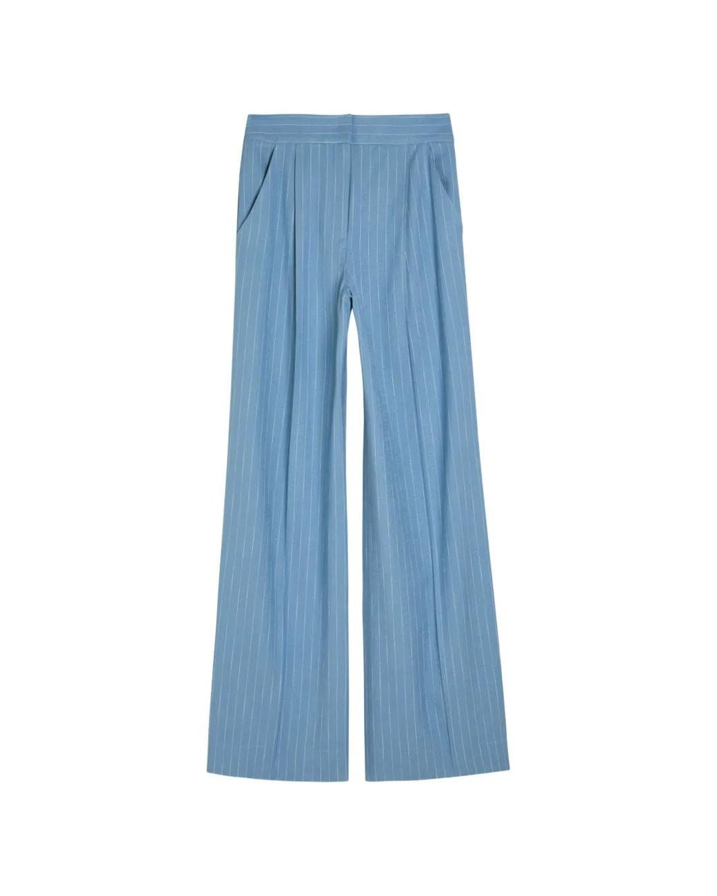 Veronica Beard Blue Heyser Wide-Leg Trousers
