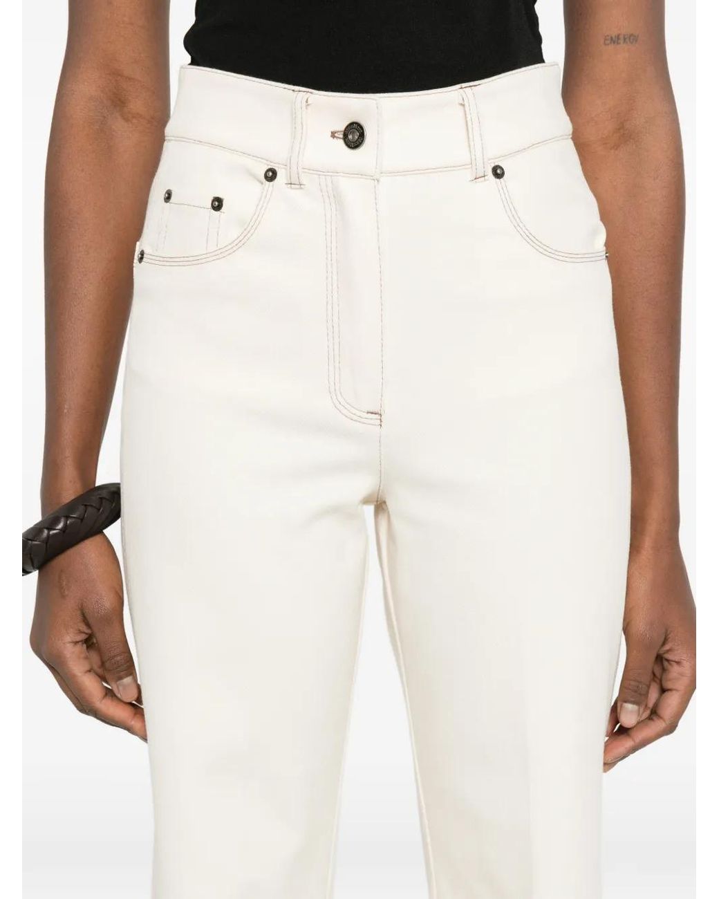 Max Mara White Straight Leg Seam Jeans