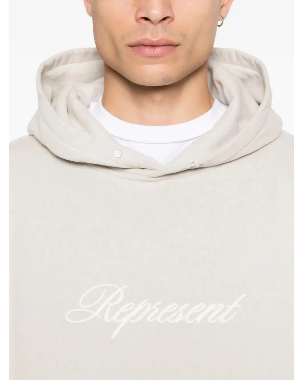 Represent Gray Script Logo Hoodie for men