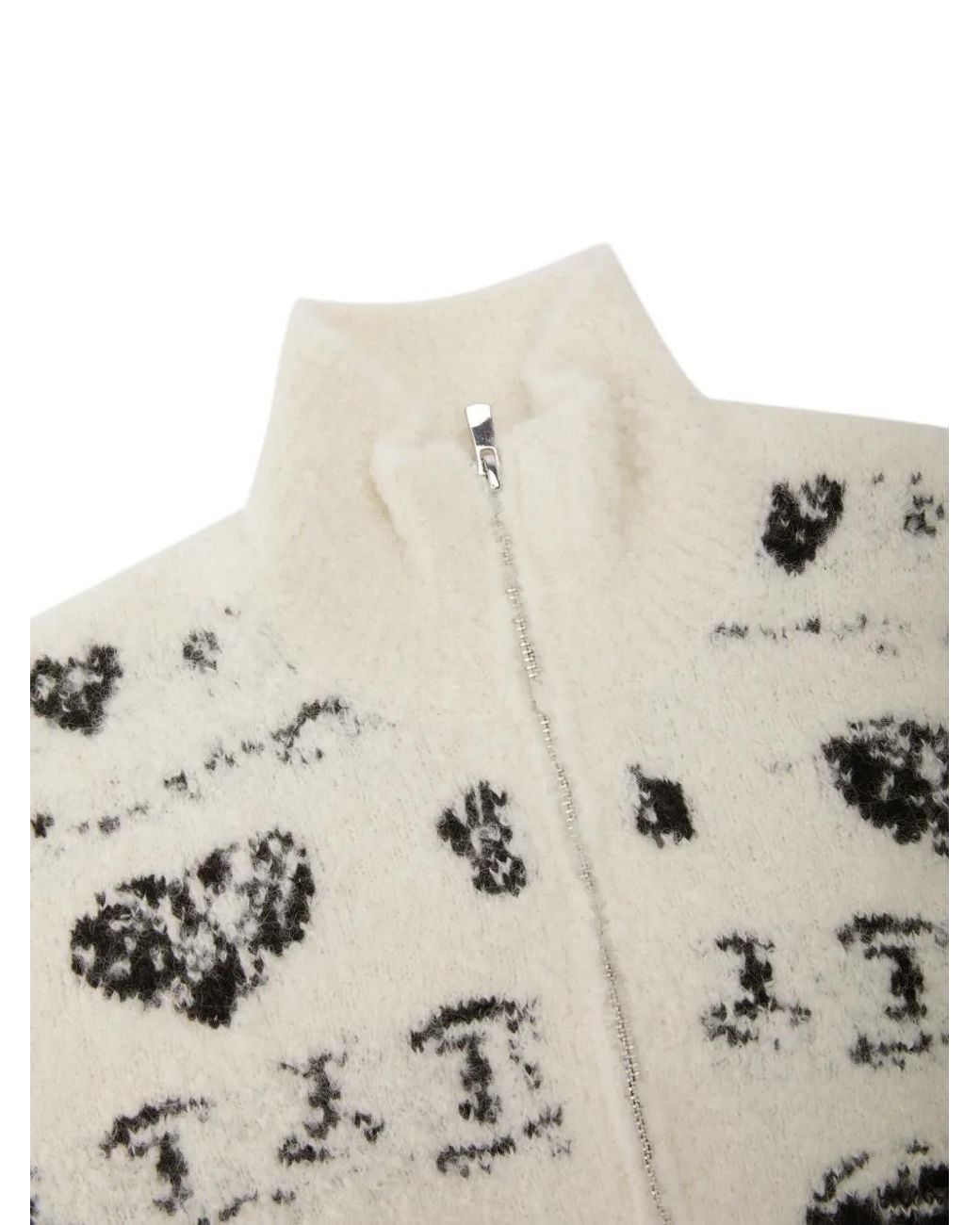 JNBY White Jacquard-Knit Zip-Up Cardigan