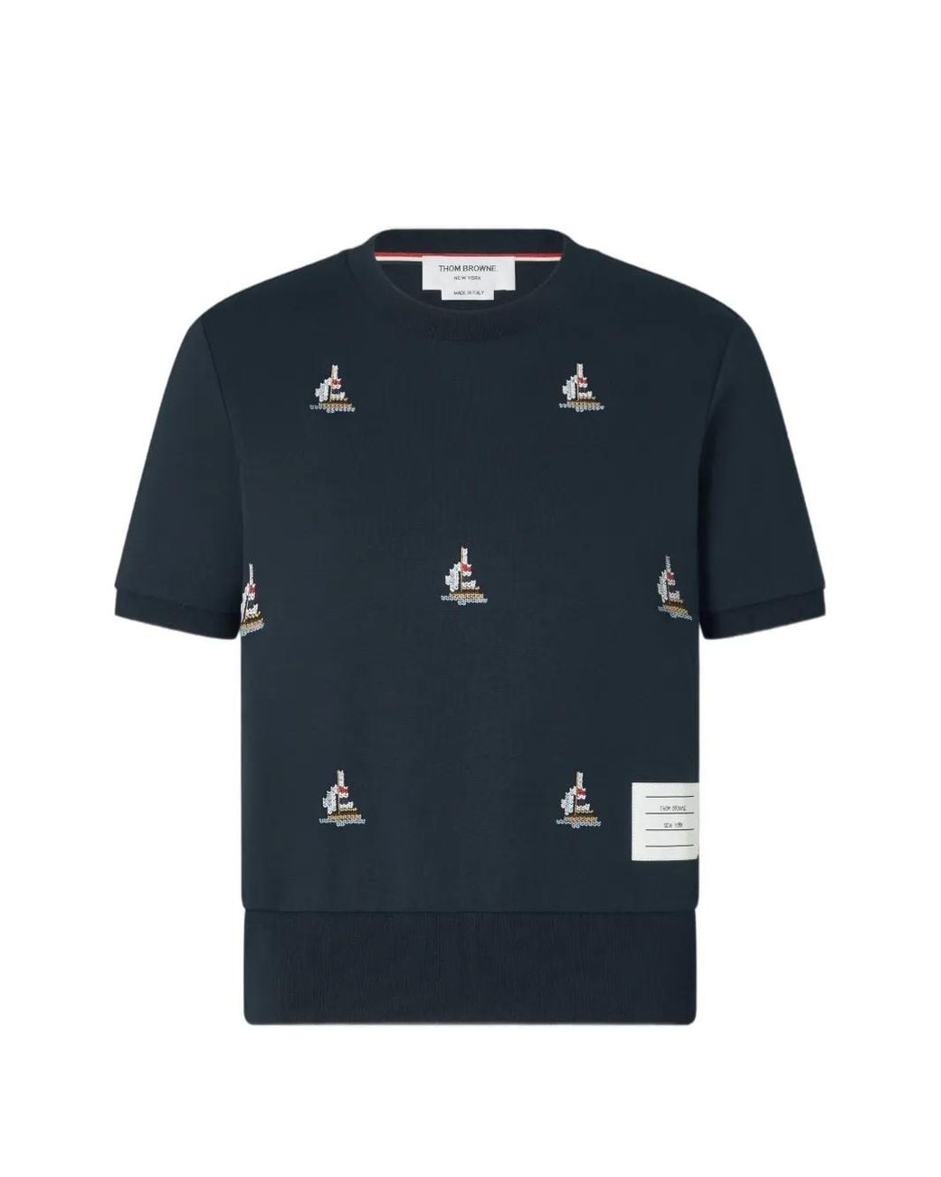 Thom Browne Blue Cotton Milano Sailboat Rib T-Shirt