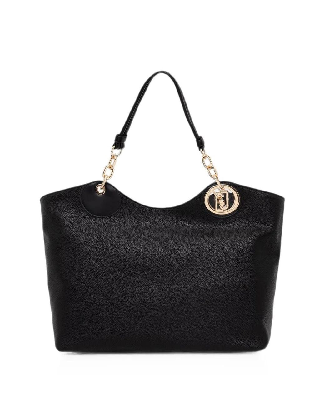 Liu Jo Black Logo-Plaque Pebbled-Effect Tote Bag