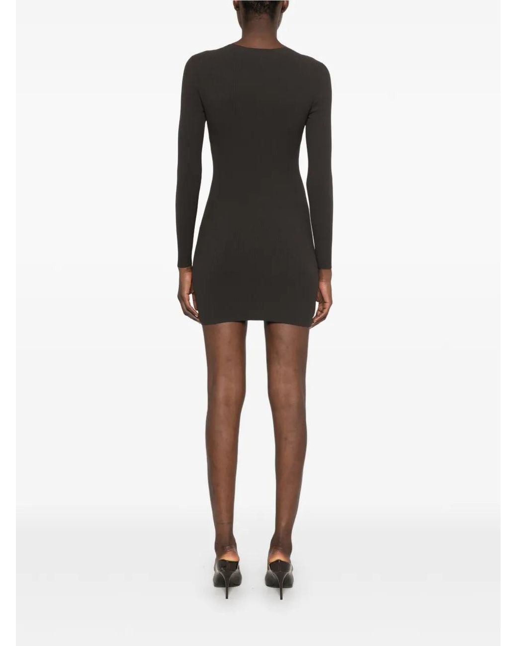 Alexander Wang Black Jacquard Logo Long Sleeve Crewneck Dress