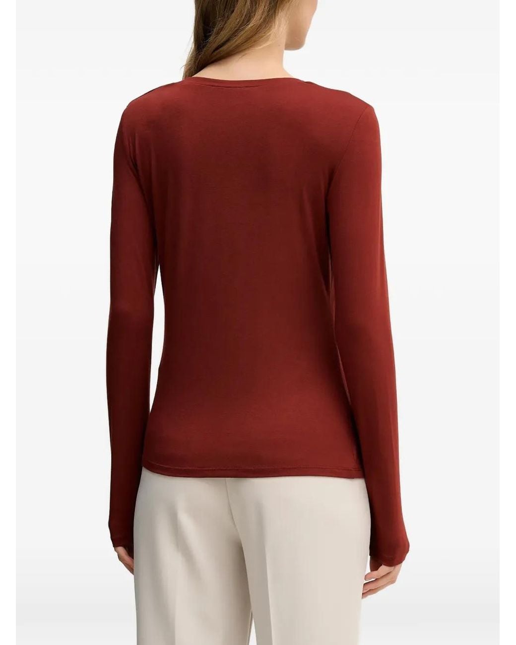 Sisley Red Button-Detailed Ruched Top
