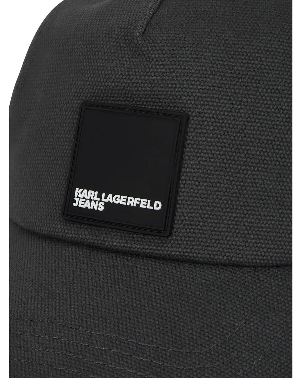 Karl Lagerfeld Black Logo-Patch Baseball Cap for men