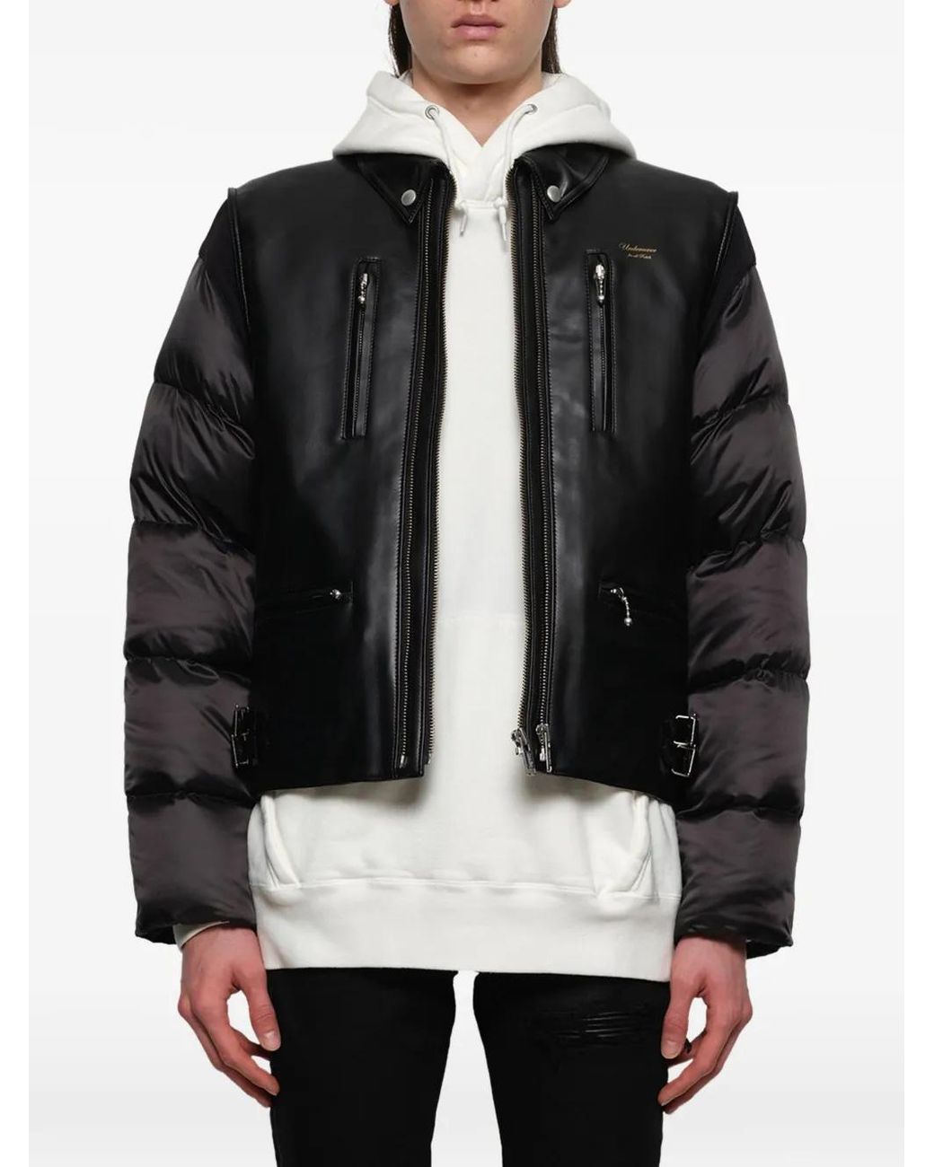 Undercover Black Quilted-Sleeve Panelled Jacket for men
