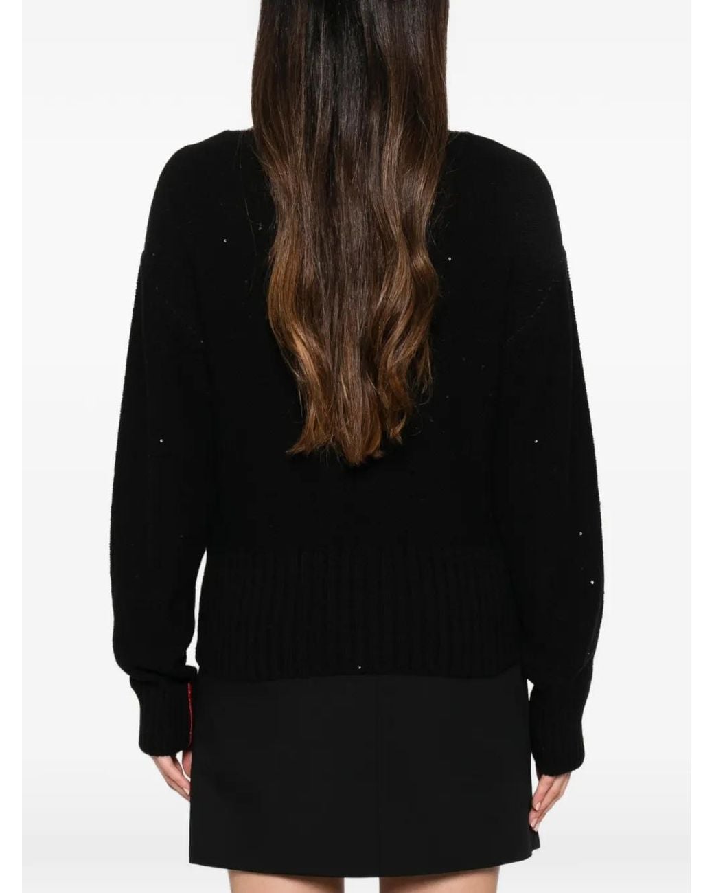 Liviana Conti Black Sequin-Embellished Boat-Neck Sweater
