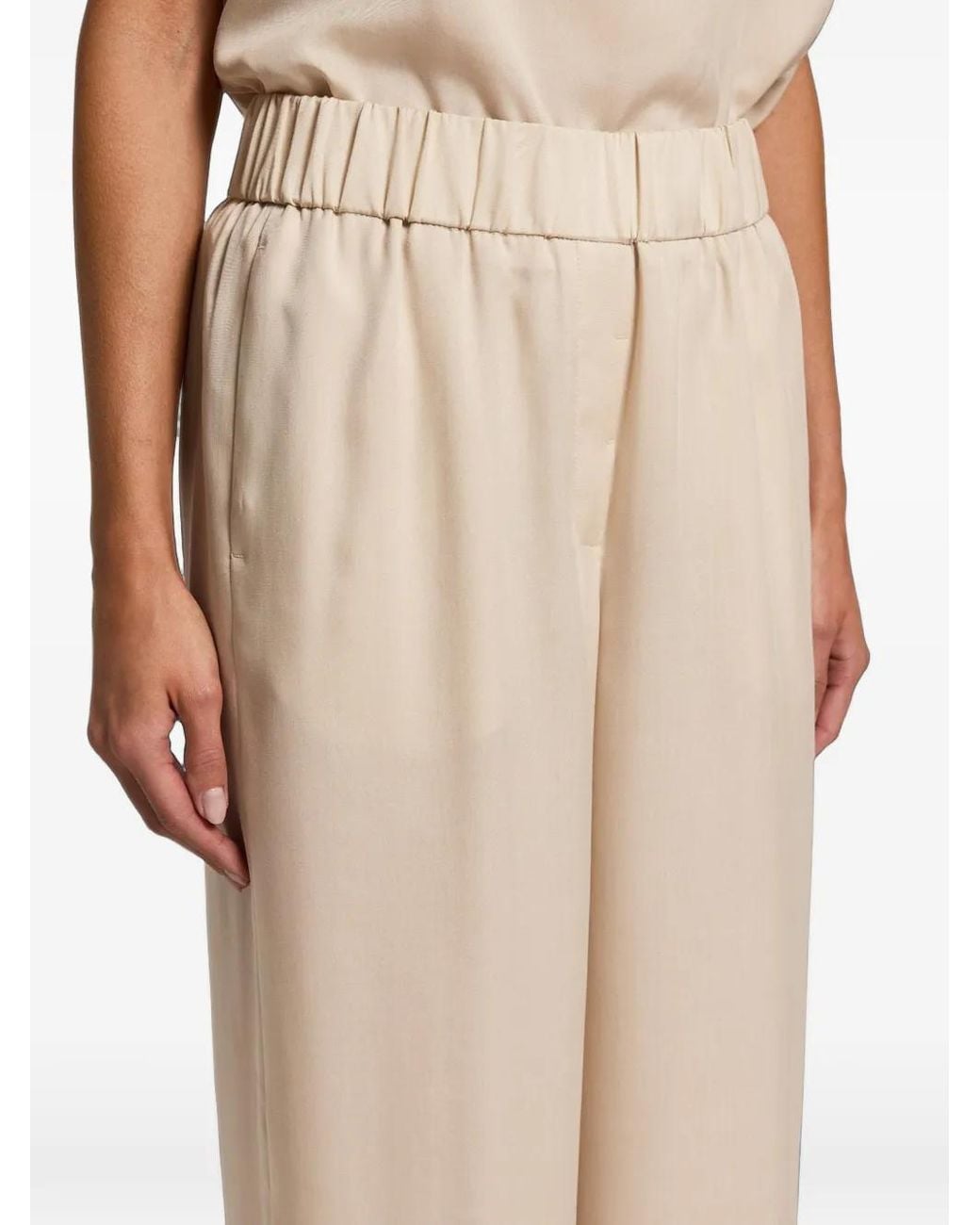 Peserico Natural Elasticated-Waistband Wide-Leg Trousers