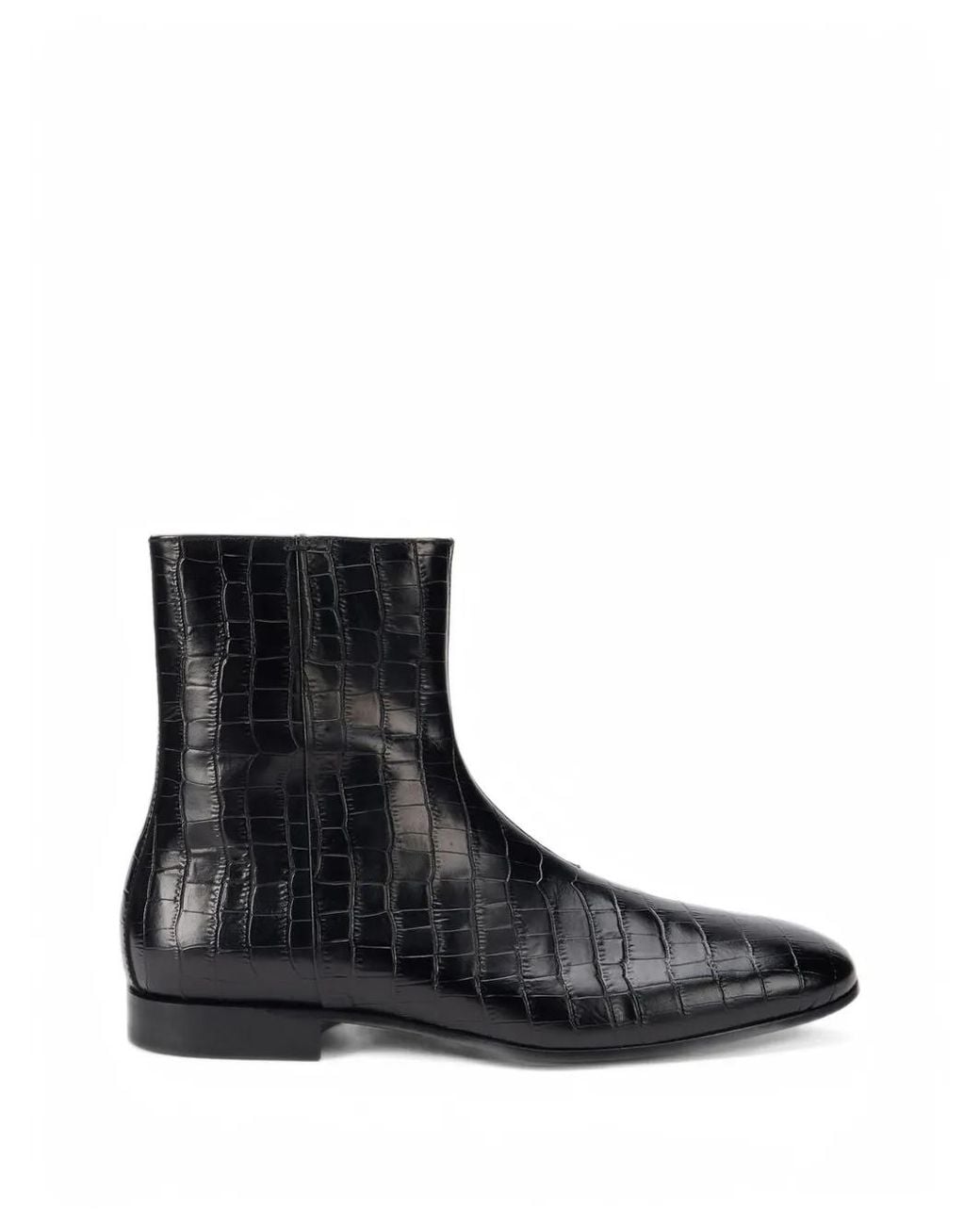 Roberto Cavalli Black Bottines En Cuir À Effet Peau De Crocodile for men