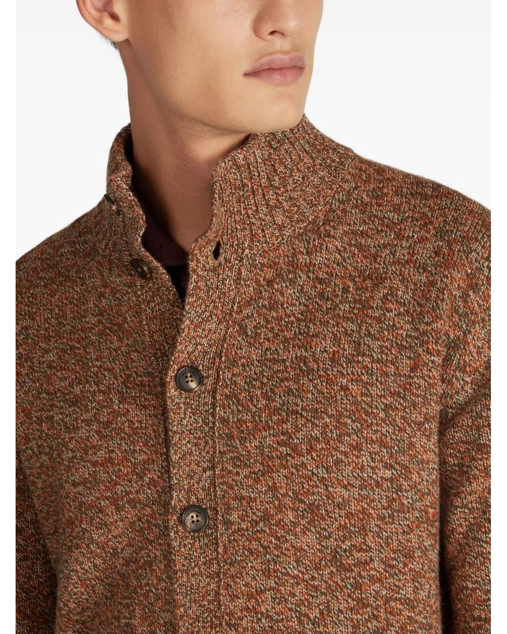 Zanone Brown Geelong Wool Cardigan for men