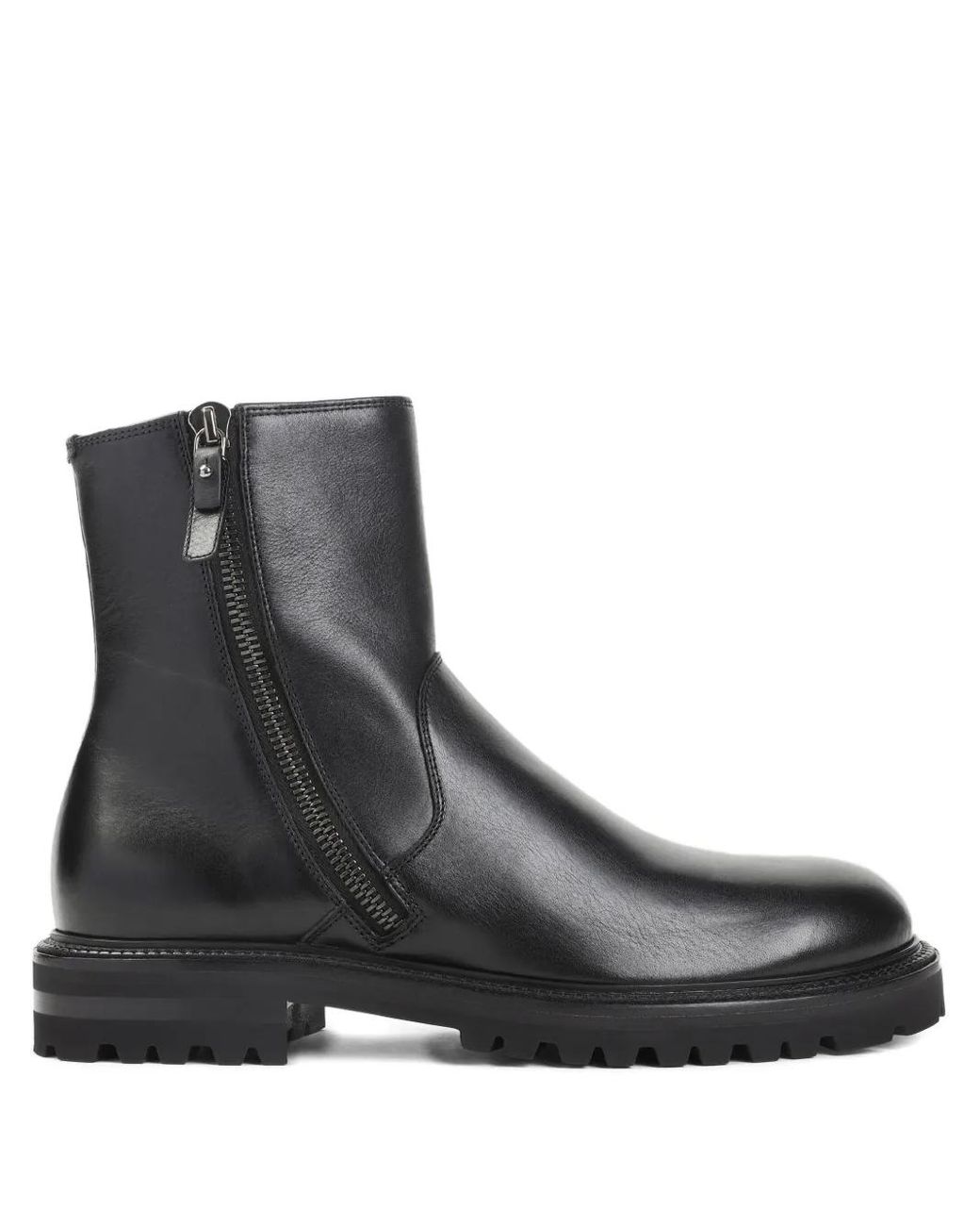 Giorgio Armani Black Zip Leather Boots for men
