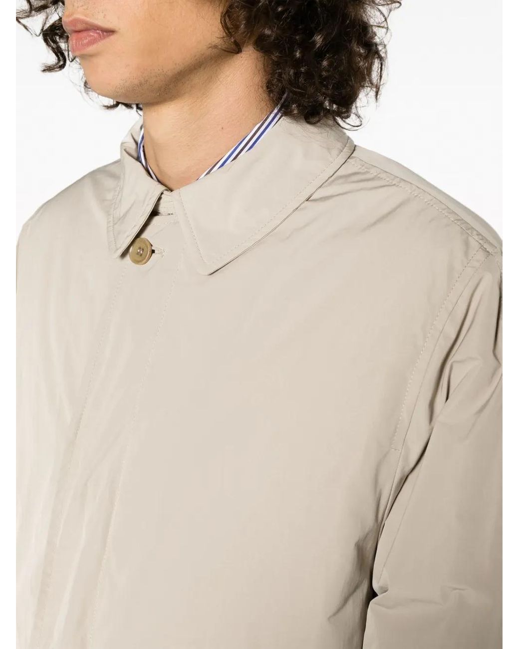 Aspesi Natural Single-Breasted Padded Raincoat for men
