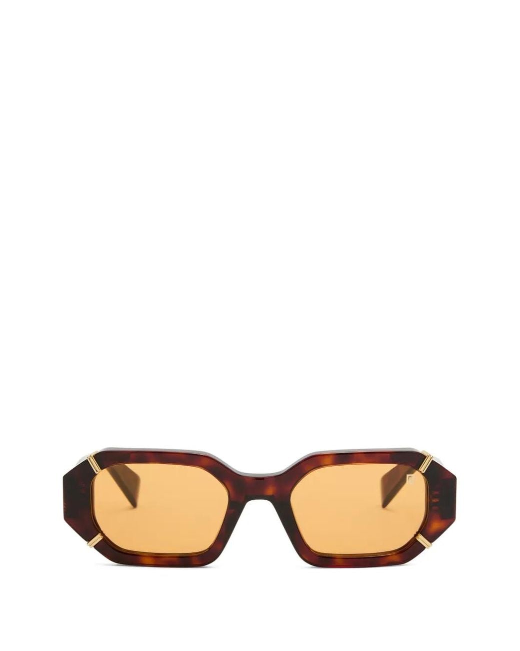 Balmain Metallic Geometric-Frame Tortoiseshell-Effect Sunglasses
