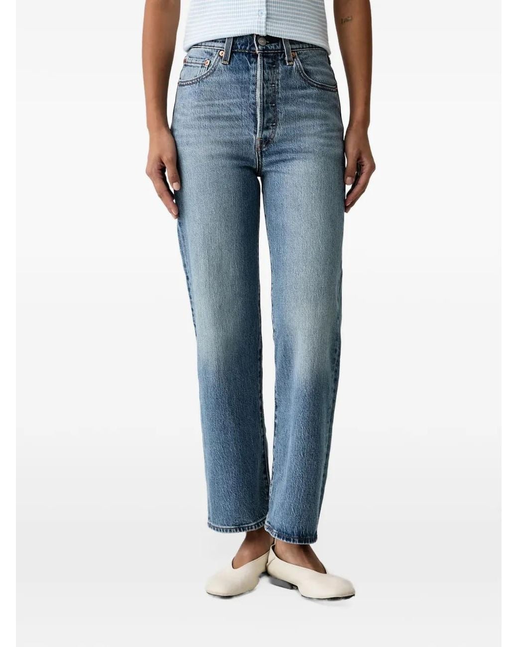 Levi's Blue 722 High-Rise Straight-Leg Jeans