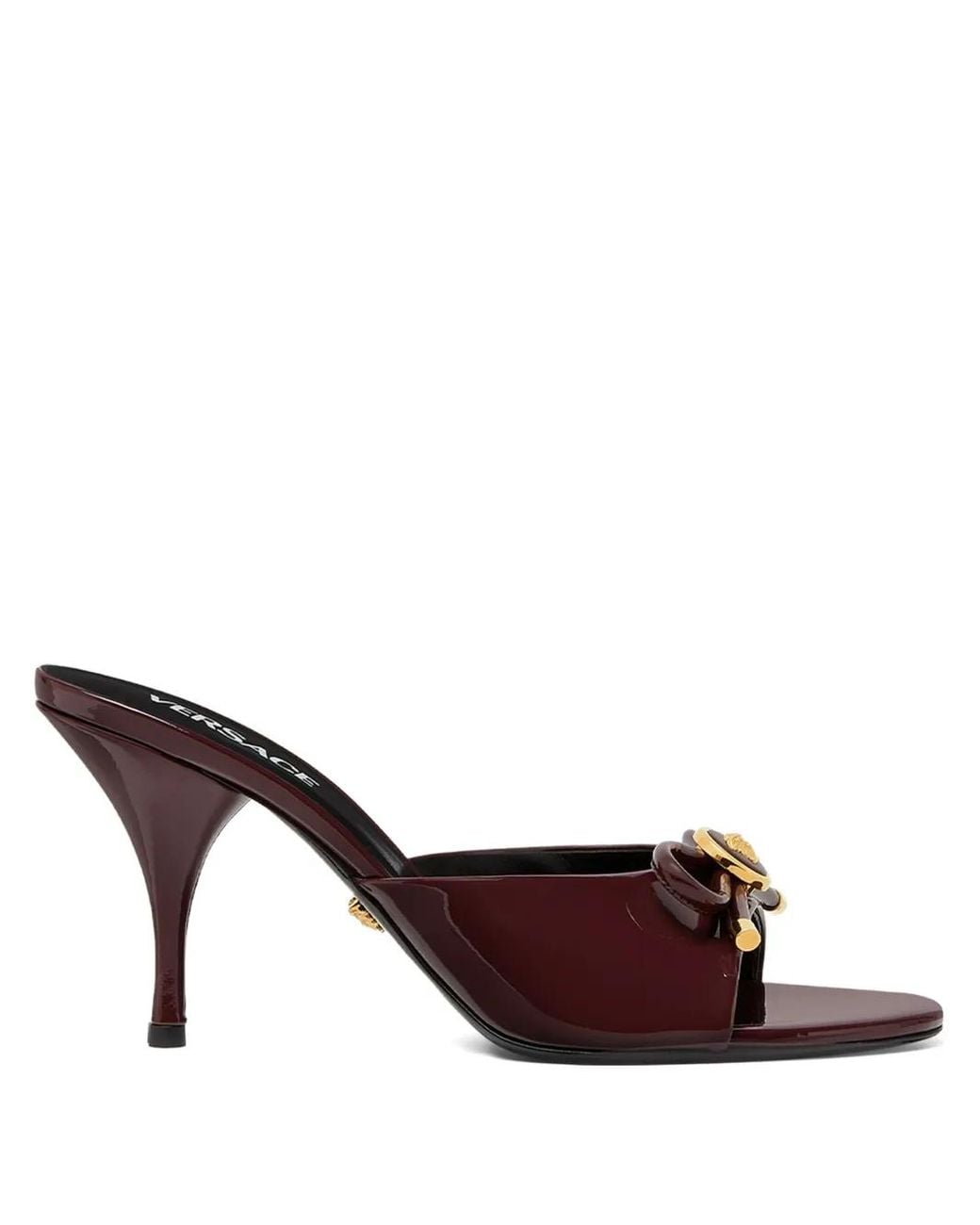 Versace Brown Opera Bow Patent Mules 85 Mm