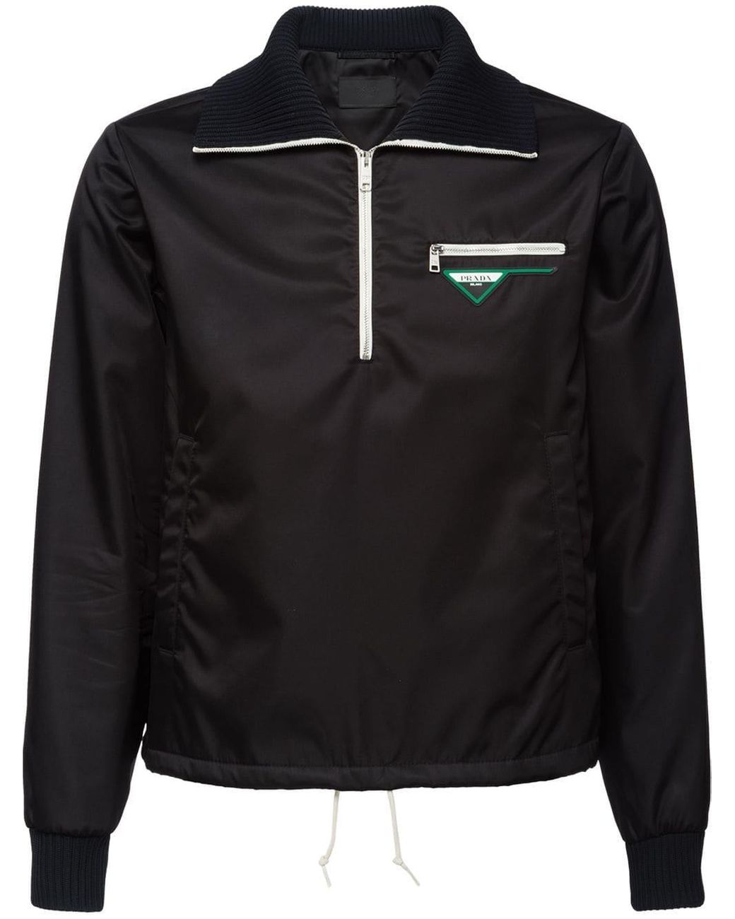 Prada Gabardine Wind Breaker Jacket in Black for Men - Lyst