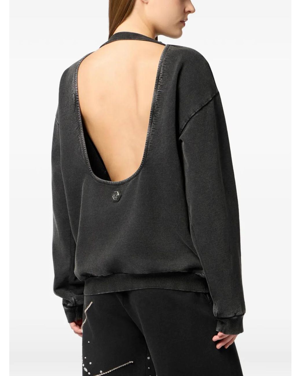 Philipp Plein Black Strass Signature Sweatshirt