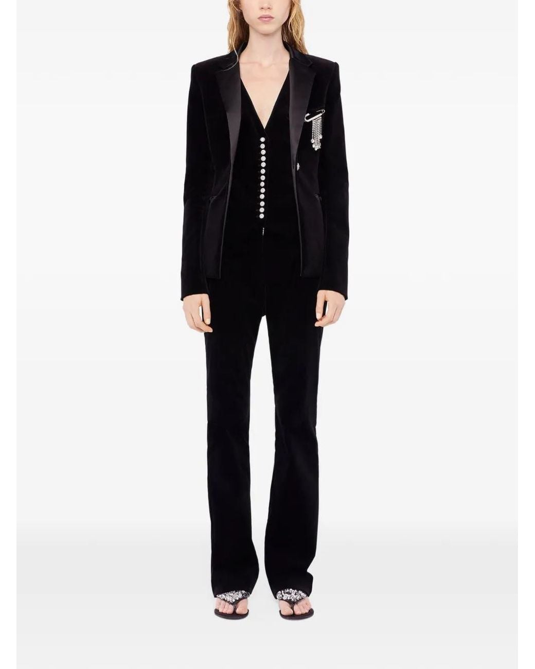 Rabanne Black Velvet Tailored Jacket