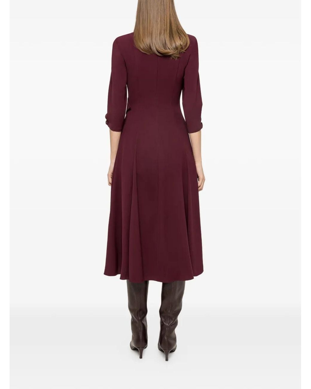 Nissa Purple Button-Detail Midi Dress