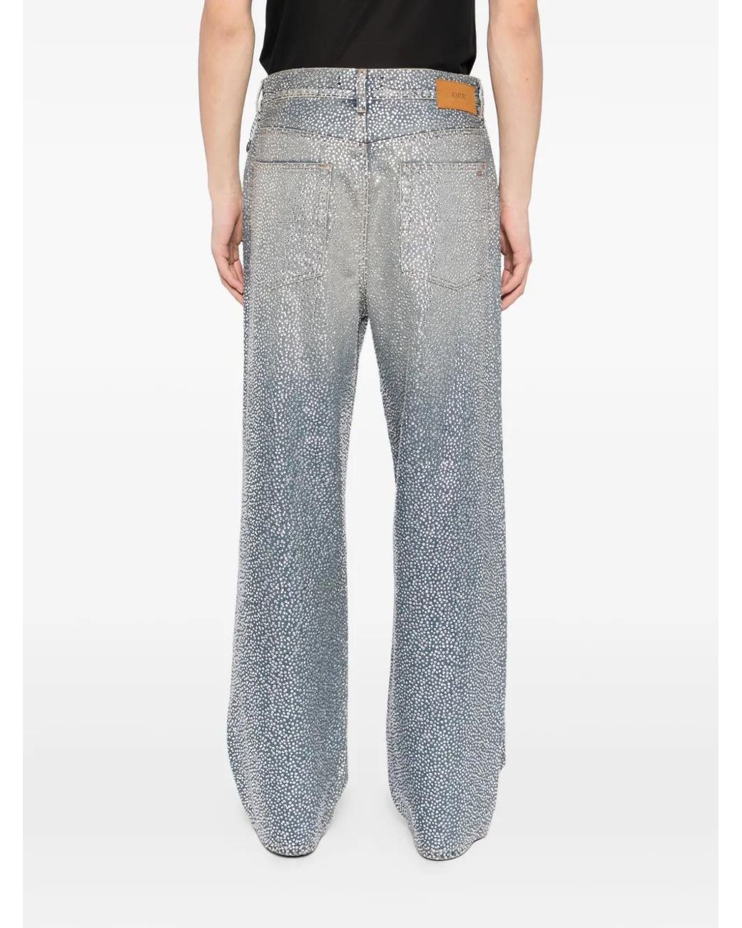 Amiri Gray Crystal Baggy Jeans for men