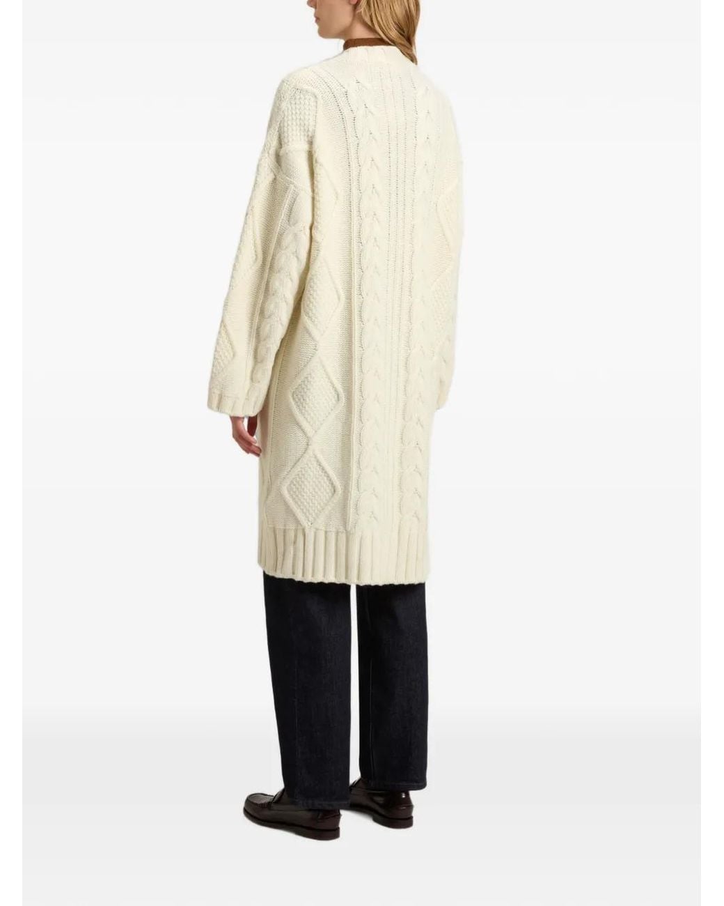 Woolrich White Aran-Knit Coat