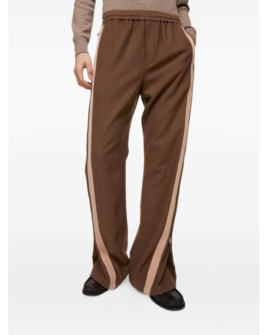 Acne Brown Zip-Up Track Pants for men