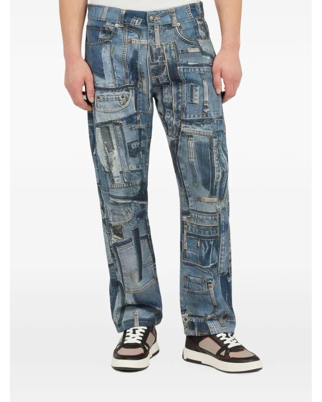 Roberto Cavalli Blue Patchwork Capsule Collection Jeans for men