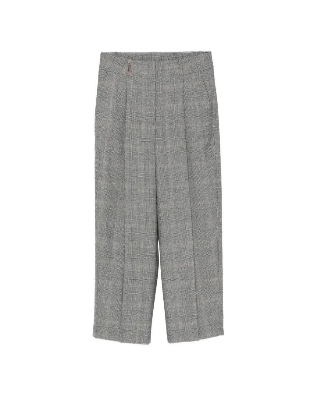 Peserico Gray Prince Of Wales Check Tailored Trousers