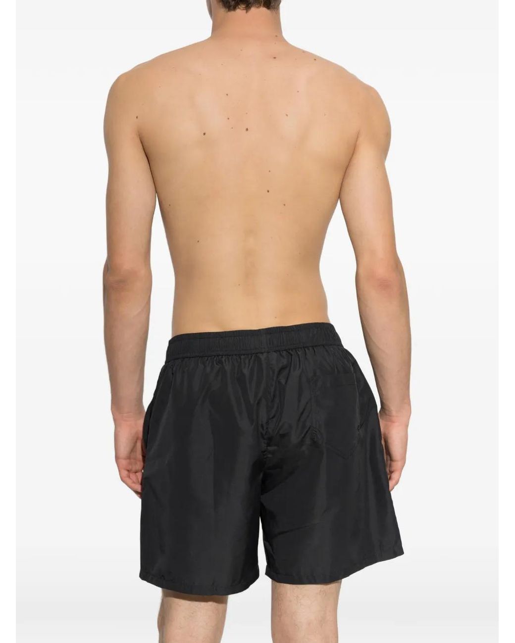 Moschino Black Logo-Print Drawstring Swim Shorts for men