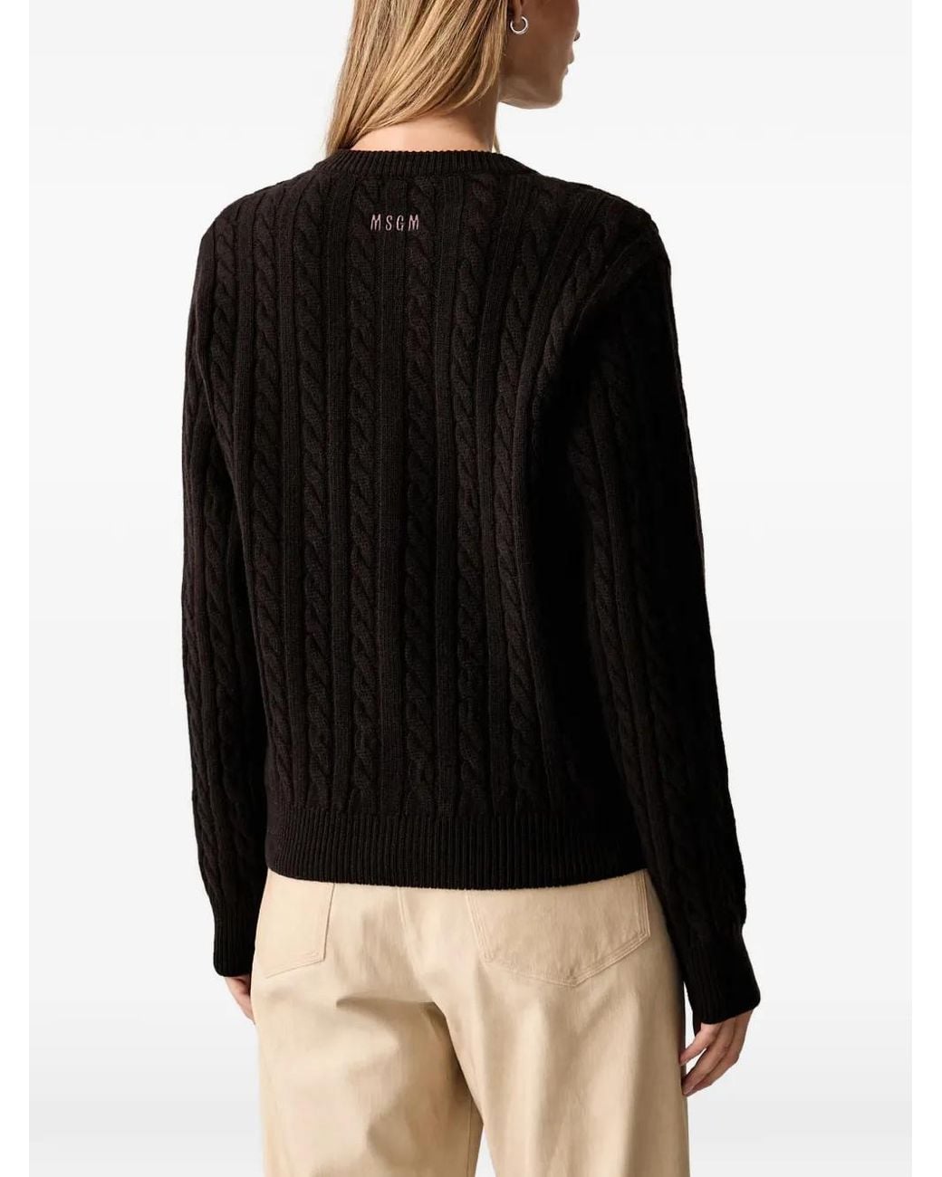 MSGM Black Cable-Knit Cardigan