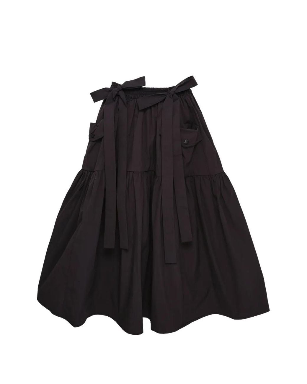 CECILIE BAHNSEN Black Cai Ruffled Midi Skirt