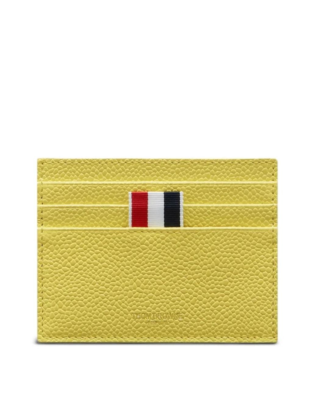 Thom Browne Yellow Pebble Grain Note Compartment Card Holder for men