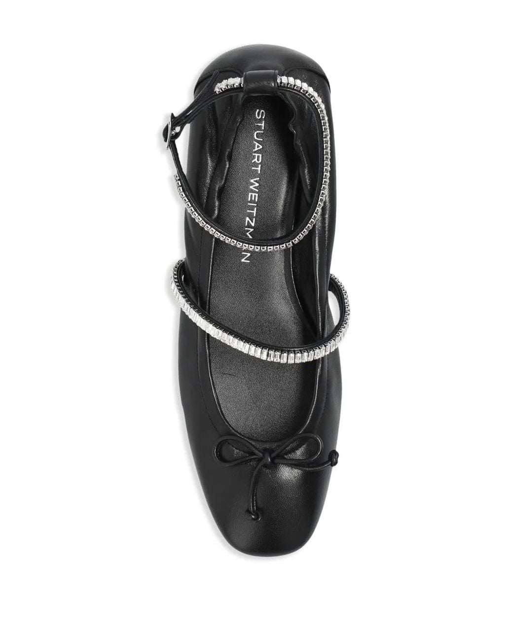 Stuart Weitzman Black Stefanie Leather Ballerina Shoes