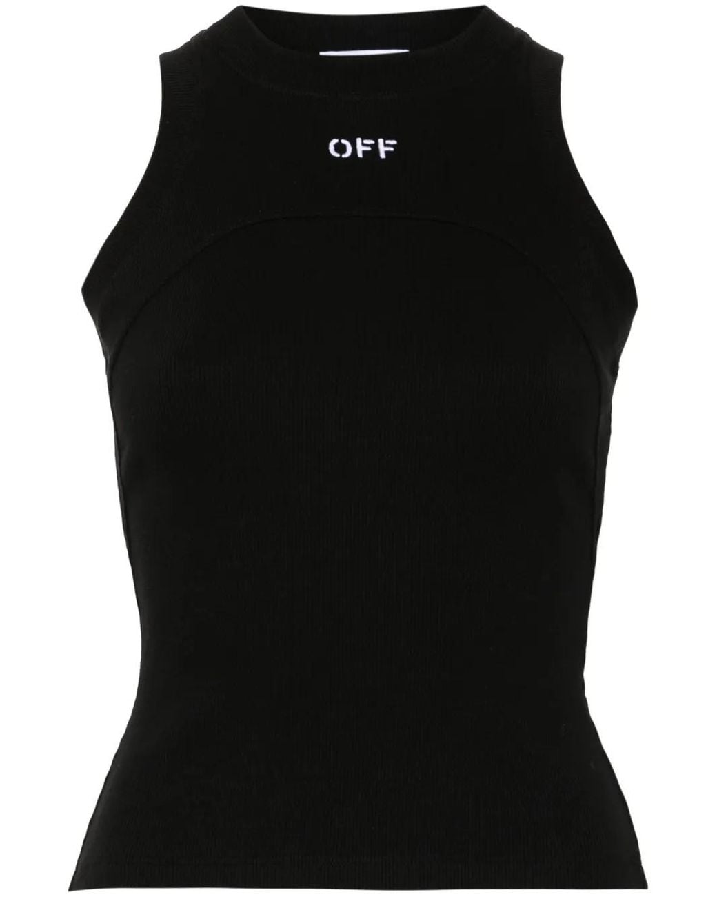 Off-White c/o Virgil Abloh Black Logo-Embroidered Ribbed Tank Top