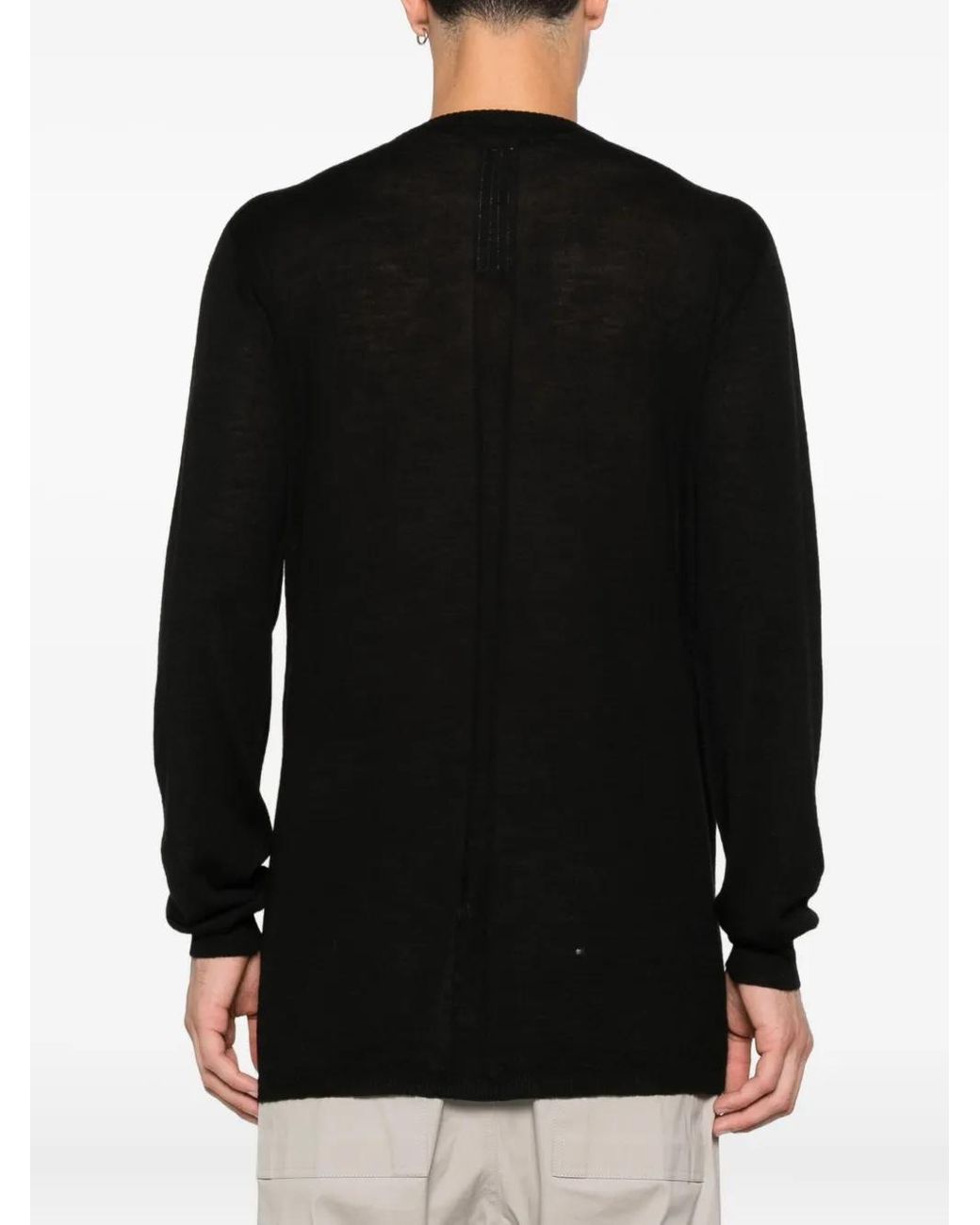 Rick Owens Black Crew-Neck Wool Jumper for men