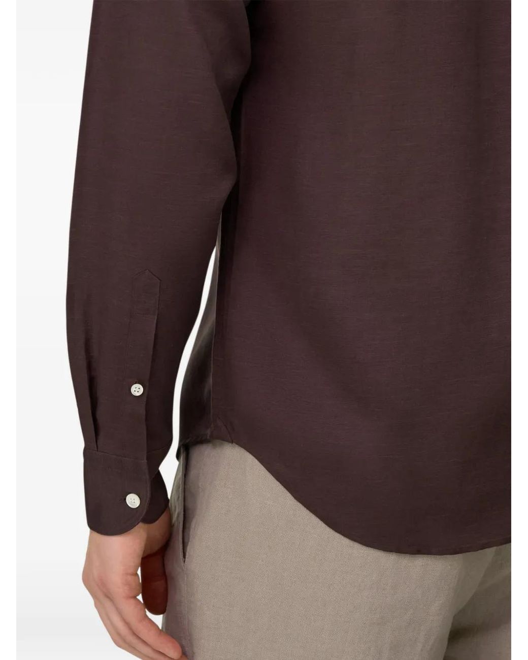 Boggi Brown Regular Fit Tencel Linen Shirt for men